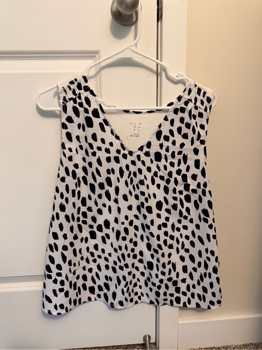 a new day Black & White Dalmatian Print V-Neck Sleeveless Top